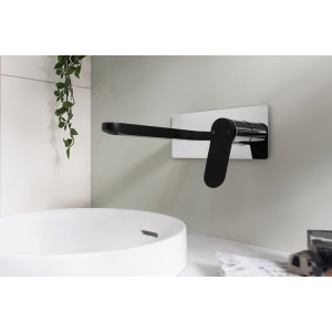 Liberty Wall Basin Set Matte Black & Chrome